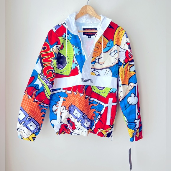 MEMBERS ONLY Graphic Hooded Windbreaker Pop Art Rugrat Design Size Small NWT🔥 - Picture 4 of 8